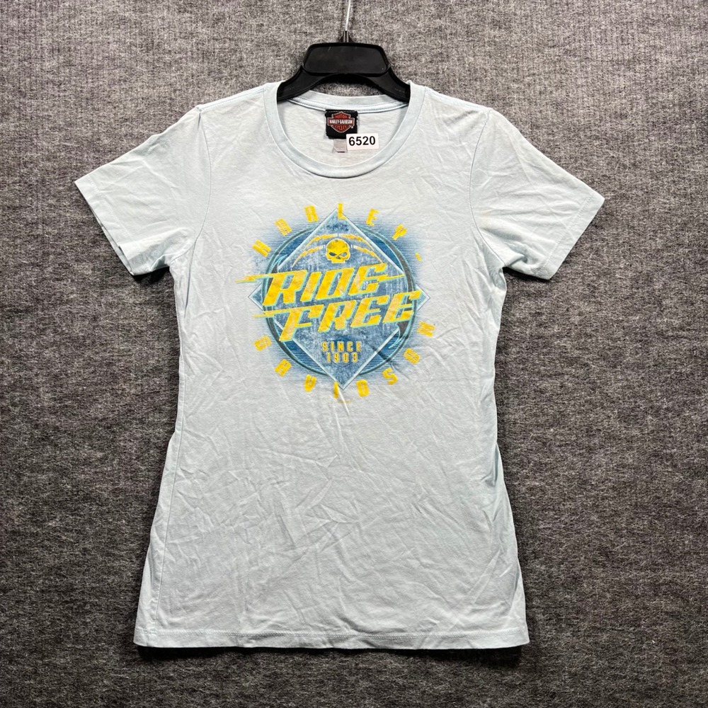 Harley-Davidson Ride Free Cherokee NC Graphic T-Shirt Light Blue Large